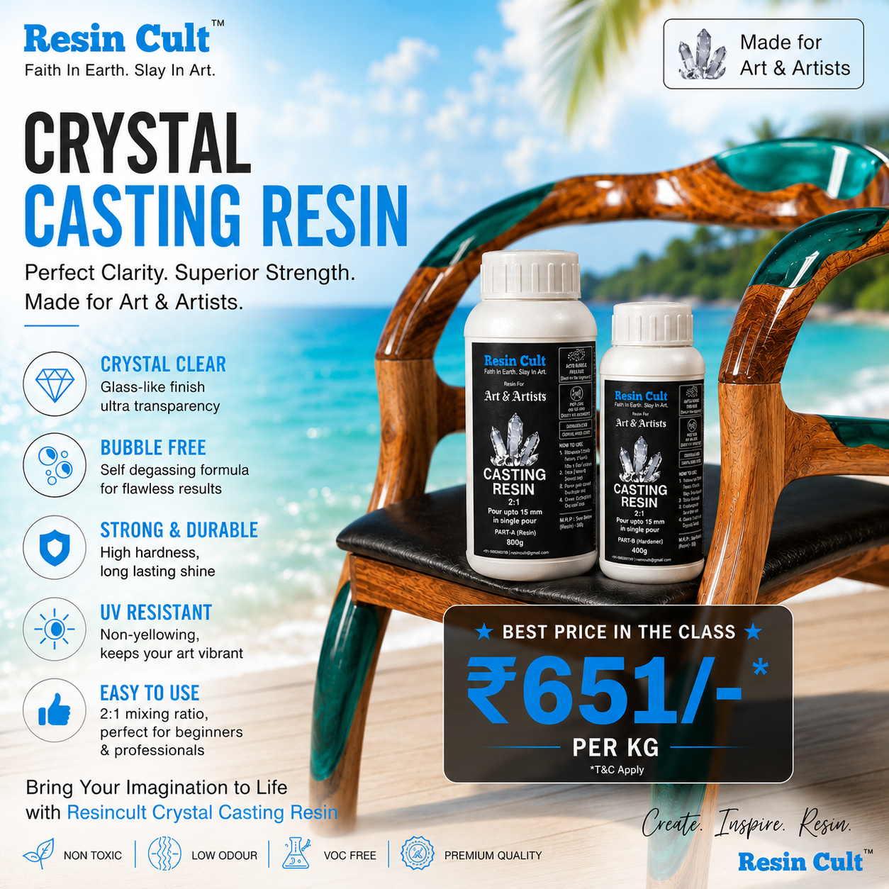 Crystal Casting Epoxy Resin 2:1 36kg Kit @ ₹651/Kg