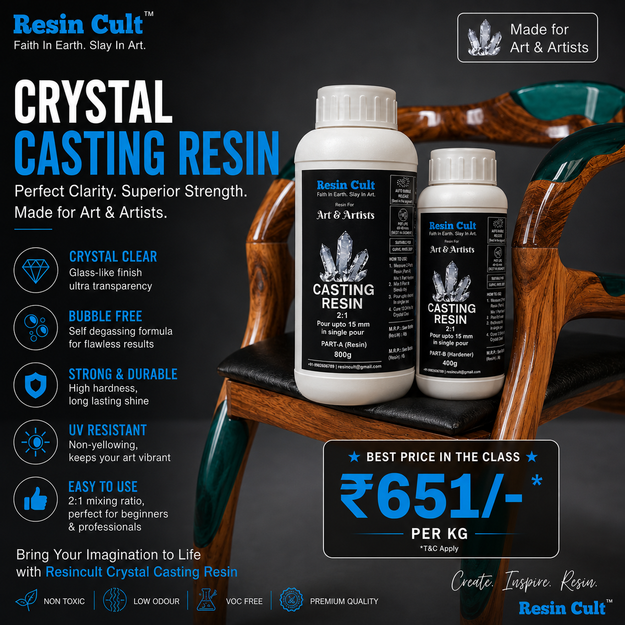 Crystal Casting Epoxy Resin 2:1 36kg Kit @ ₹651/Kg - Image 2