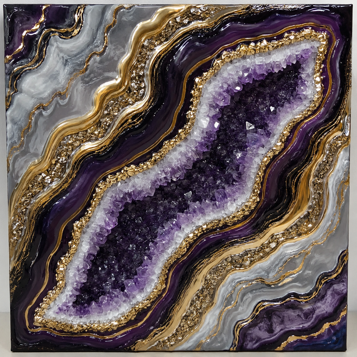 Geode resin art example made with high viscosity resin